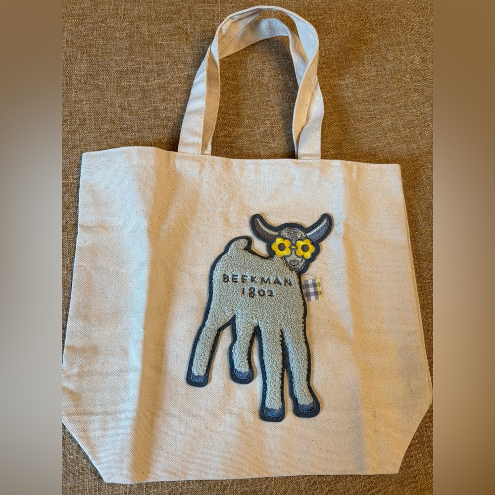 Beekman 1802 Goat w Daisy Eyes 100% Cotton Tote